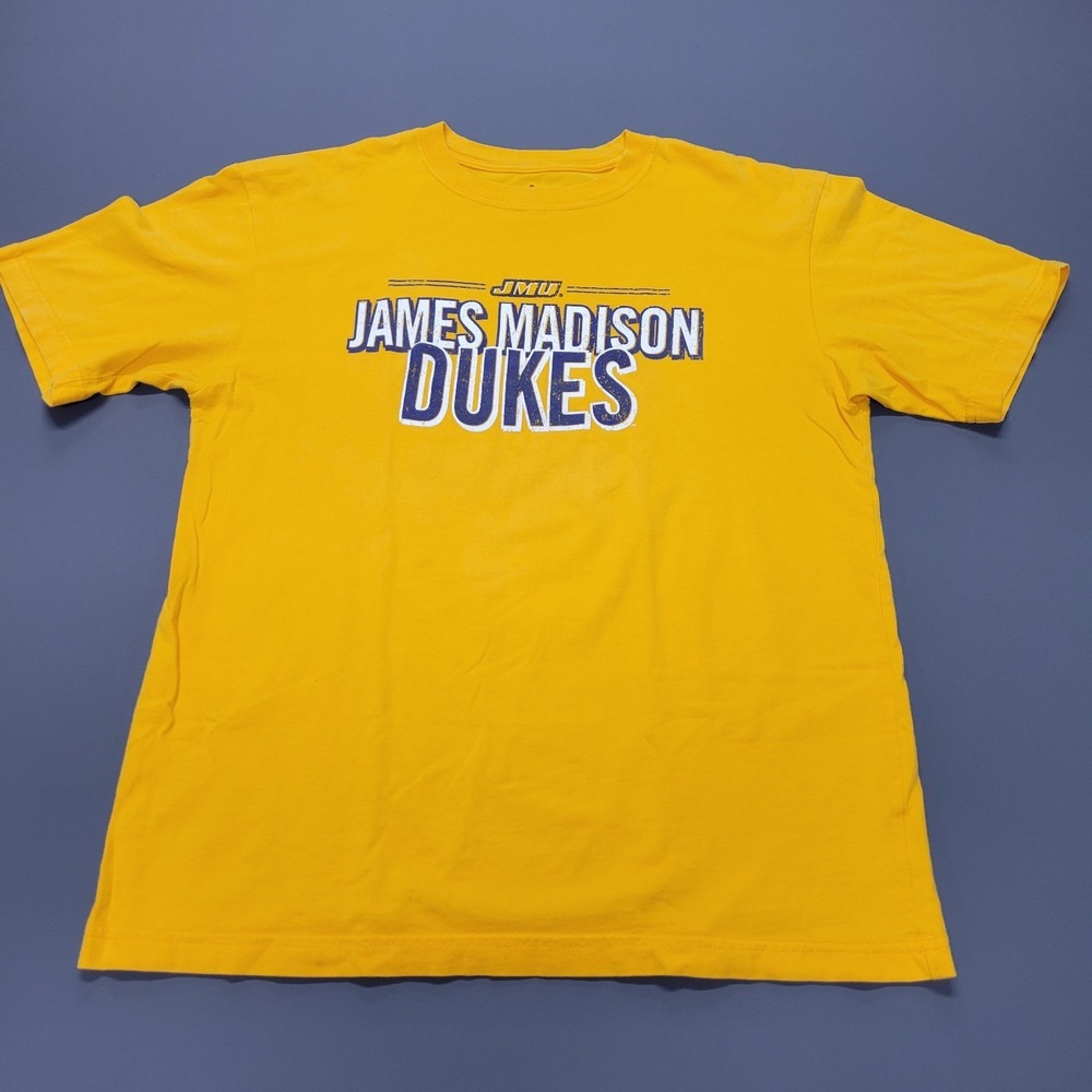 Antigua JMU James Madison DUKES yellow T shirt size L